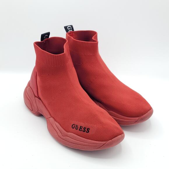 Guess Women’s Pause Knit Wedge Red Textile  fabric size 7.5M - Picture 2 of 9